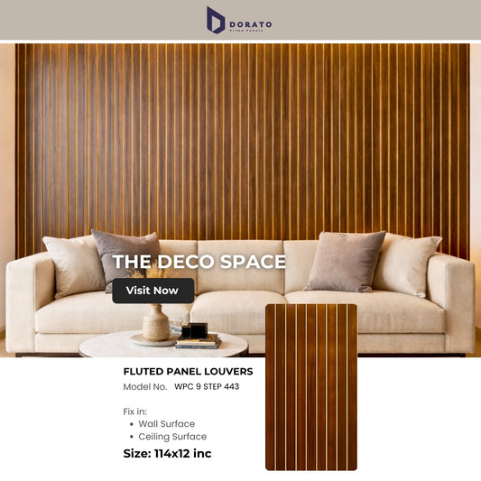 Fluted  443 9 Step Golden Premium Fluted Panel (Model 443) – Waterproof, Heat Resistant Wall Panel (9.5 ft x 12 inch)