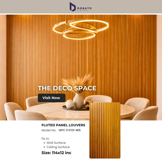 Fluted 465 Dorato 9 Step Golden Premium Fluted Wall Panel – 9.5 ft x 12 Inch | Waterproof & Heat Resistant | Model 465