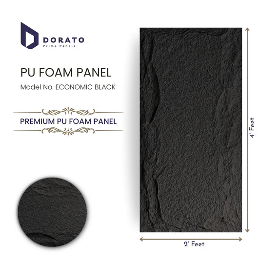 Premium PU Foam Wall Panel – Economic Black | 4ft x 2ft | 50mm Thickness Decorative Panel