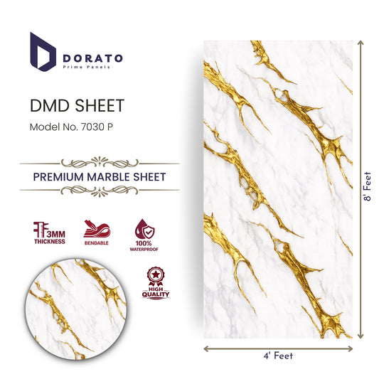 Uv 7030 Dorato UV Marble Sheet – Model 7030 P | Premium PVC Wall Panel (4ft x 8ft | 3mm Thickness | Waterproof Decorative Wall Sheet)
