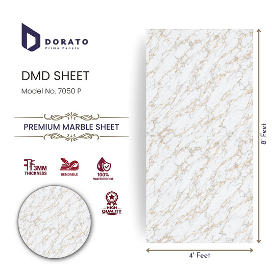 Uv 7050 Dorato UV Marble Sheet – Model 7050 P | Waterproof PVC Wall Panel (8 Ft x 4 Ft | 3mm)