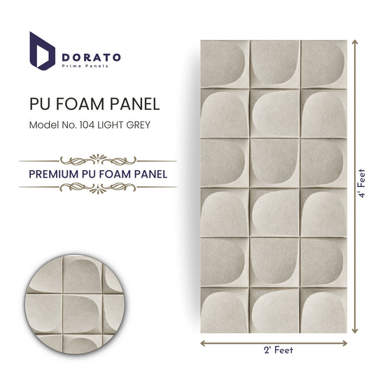 Dorato PU Foam Panel – Model 104 Light Grey | Premium 3D Wall Panel (2ft x 4ft, 40mm Thickness)