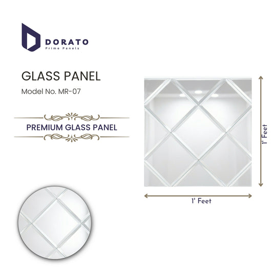 Dorato Premium Glass Panel MR-07 | 1ft x 1ft Decorative Wall Panel