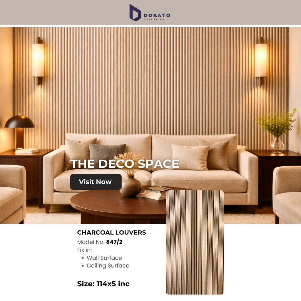 Charcoal 847/2 Dorato Prime Charcoal Louvers Panel – 8 Feet Premium Wall Panel (Model 847/2)