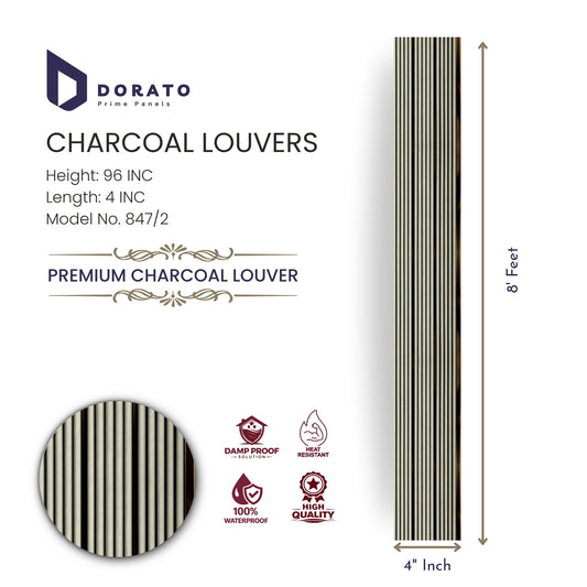 Charcoal 847/2 Dorato Prime Charcoal Louvers Panel – 8 Feet Premium Wall Panel (Model 847/2)