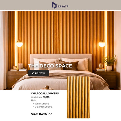 Charcoal 852/5 Premium Charcoal Louvers Wall Panel (8 Feet x 6 Inch) | Model 852/5 | Waterproof & Heat Resistant Decorative Panel