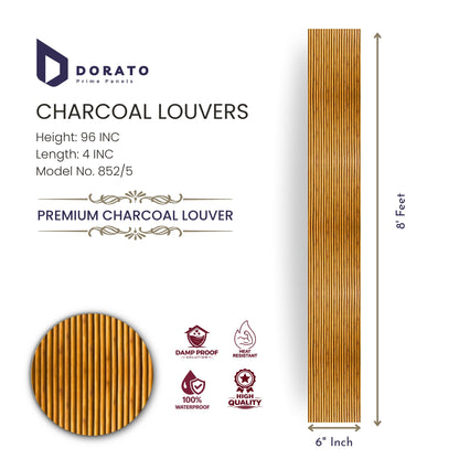 Charcoal 852/5 Premium Charcoal Louvers Wall Panel (8 Feet x 6 Inch) | Model 852/5 | Waterproof & Heat Resistant Decorative Panel