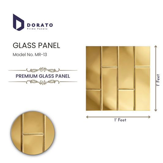 Dorato Premium Glass Panel MR-13 – Elegant Decorative Wall Panel (1' x 1')