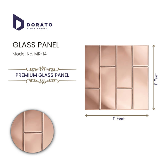 Dorato Premium Glass Panel MR-14 | Modern Decorative Wall Panel (1ft x 1ft)
