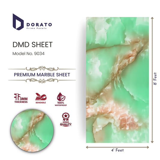 uv 9034 Dorato UV Marble Sheet – Model 9034 | Premium Green Marble Finish Wall Panel (4ft x 8ft | 3mm Thick)