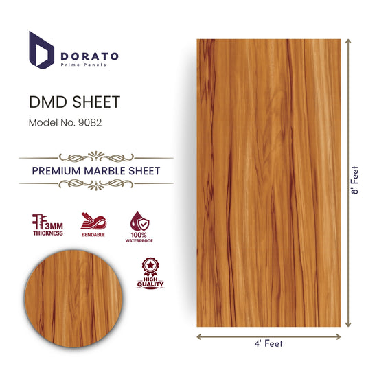Uv 9082 Dorato UV Marble Sheet No. 9082 – Premium Wooden Finish PVC Wall Panel (8ft x 4ft | 3mm | Waterproof Decorative Wall Sheet)