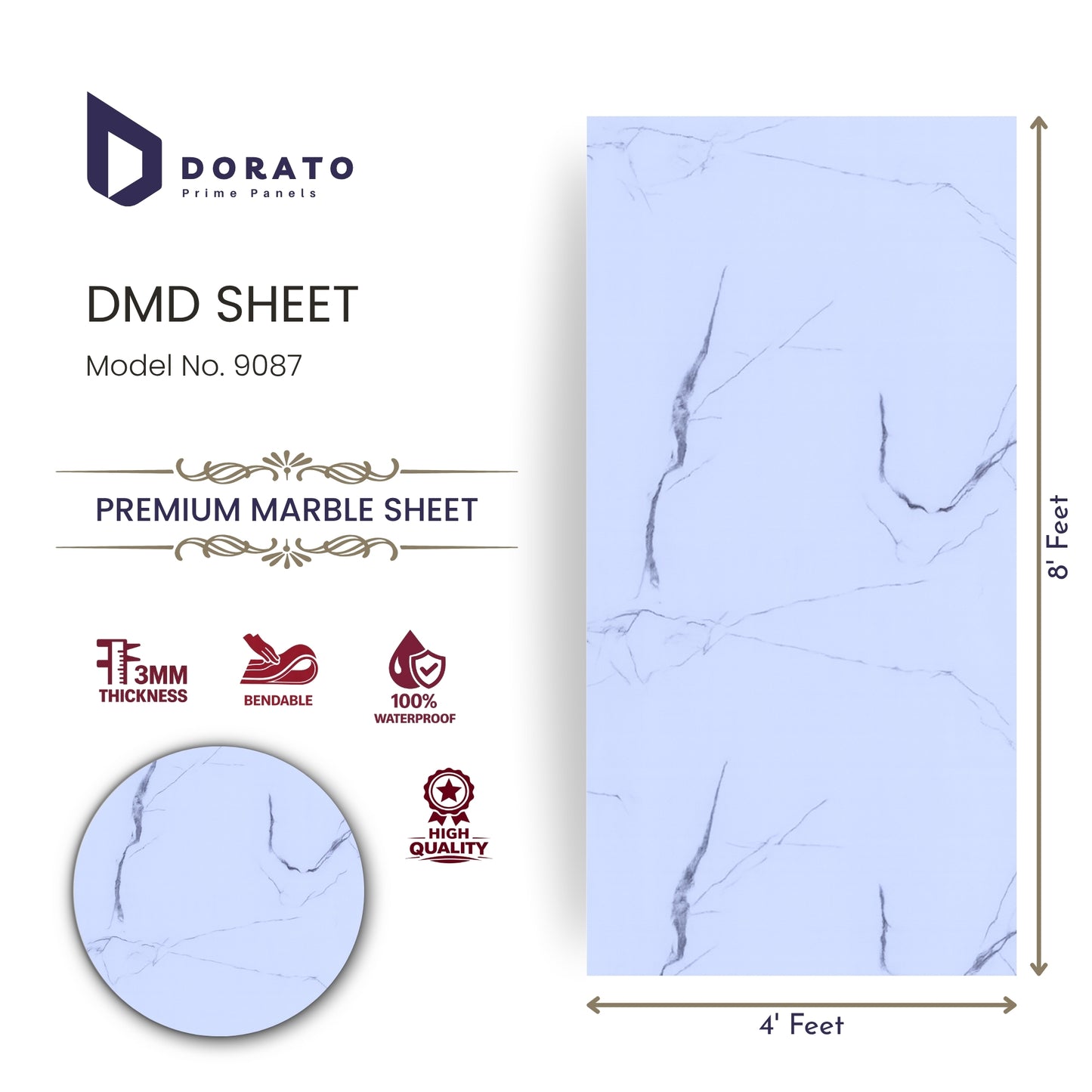 uv 9087 Dorato UV Marble Sheet No. 9087 – Premium Waterproof Decorative Wall Panel (4ft x 8ft | 3mm Thickness)