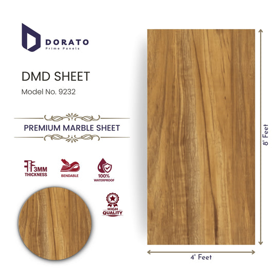 uv 9232 Dorato UV Marble Sheet No. 9232 – Wood Finish Waterproof PVC Wall Panel (4ft x 8ft | 3mm Thickness)