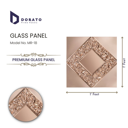 Dorato Premium Glass Panel MR-18 – Decorative Diamond Design Wall Panel (1x1 Feet)