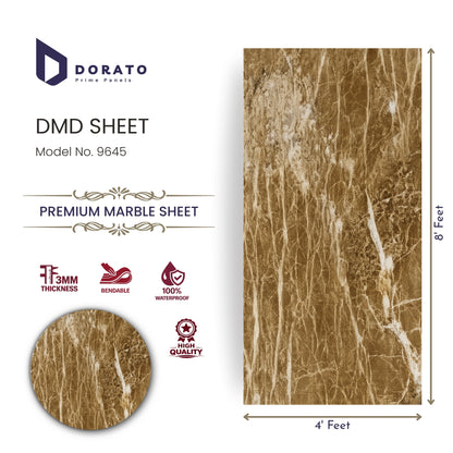 Uv 9045 Dorato UV Marble Sheet – Model 9045 | 4ft x 8ft Waterproof PVC Wall Panel | 3mm Thick Decorative Marble Finish