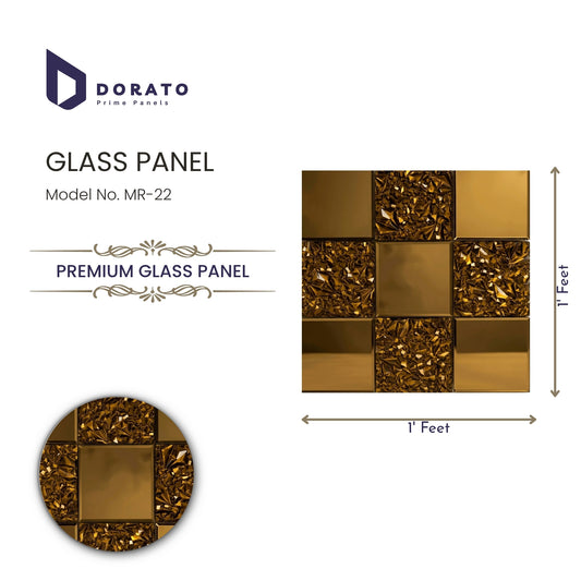 Dorato Prime Glass Panel MR-22 – Premium Decorative Wall Glass Panel (1 ft x 1 ft)