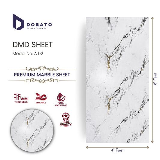 UV A02 Dorato SPC Marble Sheet A02 | 4x8 Feet Waterproof Wall Panel | 3mm PVC Marble Design Sheet
