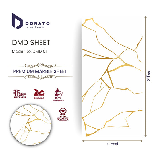 UV 01 Dorato DMD Marble Sheet – Model DMD 01 | 4ft x 8ft Waterproof Decorative Wall Panel