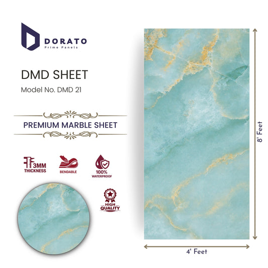 Uv 21 Dorato DMD Marble Sheet No. DMD 21 – 4ft x 8ft Premium Waterproof PVC Wall Panel (3mm Thickness)
