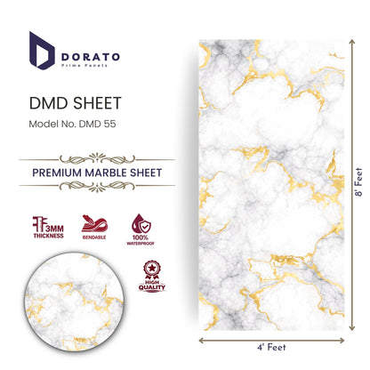 UV 55 Dorato DMD Marble Sheet – Model DMD 55 | 4ft x 8ft Waterproof Decorative Wall Panel (3mm)