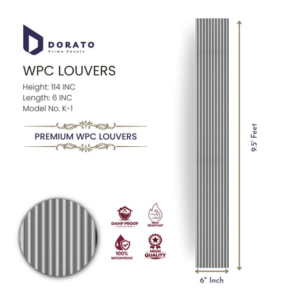 Wpc k1 Dorato Premium WPC Louvers Panel – Model K-1 | 9.5 Ft x 6 Inch Decorative Waterproof Wall Panel