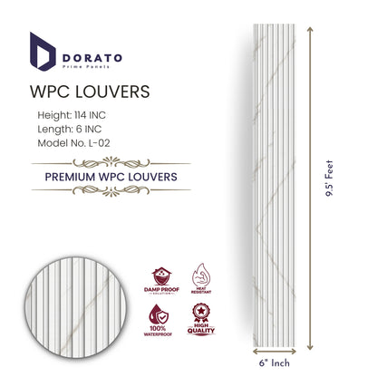 CHARCOAL L02  Dorato Premium WPC Louvers Panel – Model L-02 | Waterproof Decorative Wall Panel (9.5 Ft x 6 Inch)