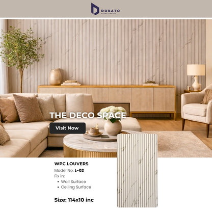 CHARCOAL L02  Dorato Premium WPC Louvers Panel – Model L-02 | Waterproof Decorative Wall Panel (9.5 Ft x 6 Inch)