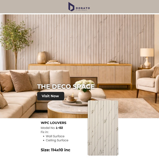 CHARCOAL L02  Dorato Premium WPC Louvers Panel – Model L-02 | Waterproof Decorative Wall Panel (9.5 Ft x 6 Inch)