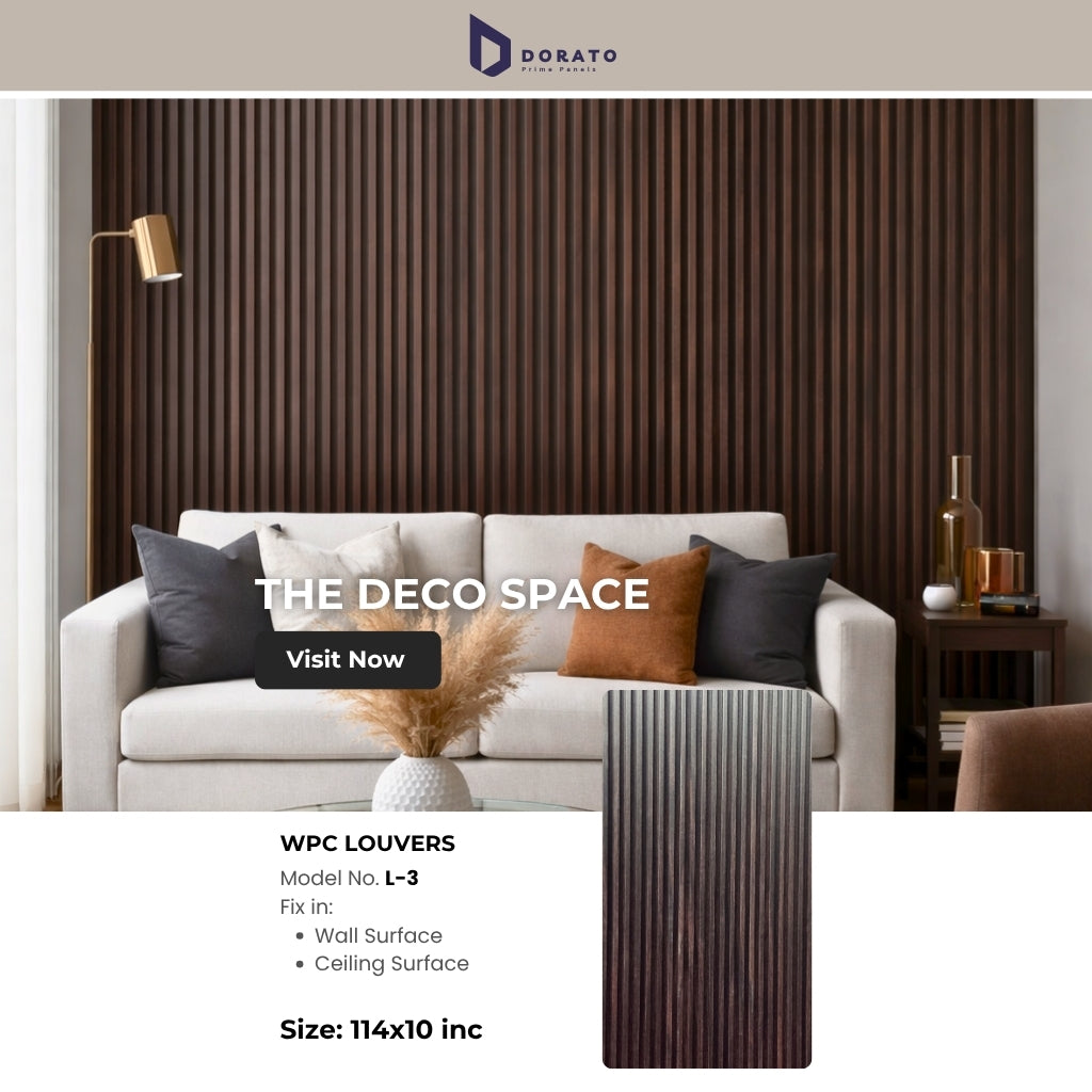 Wpc L3 Dorato Premium WPC Louvers – Model L-3 | Waterproof Decorative Wall Panel (9.5 Ft x 6 Inch)
