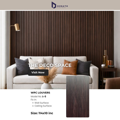 Wpc L3 Dorato Premium WPC Louvers – Model L-3 | Waterproof Decorative Wall Panel (9.5 Ft x 6 Inch)