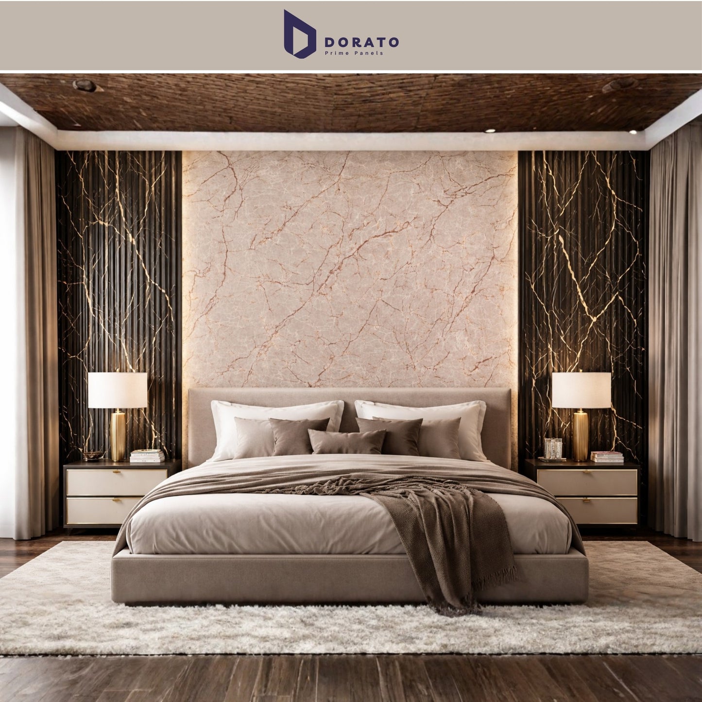 UV 2309 Dorato DMD Marble Sheet 4ft x 8ft | 3mm Waterproof Decorative Wall Panel | Model IMP 2309