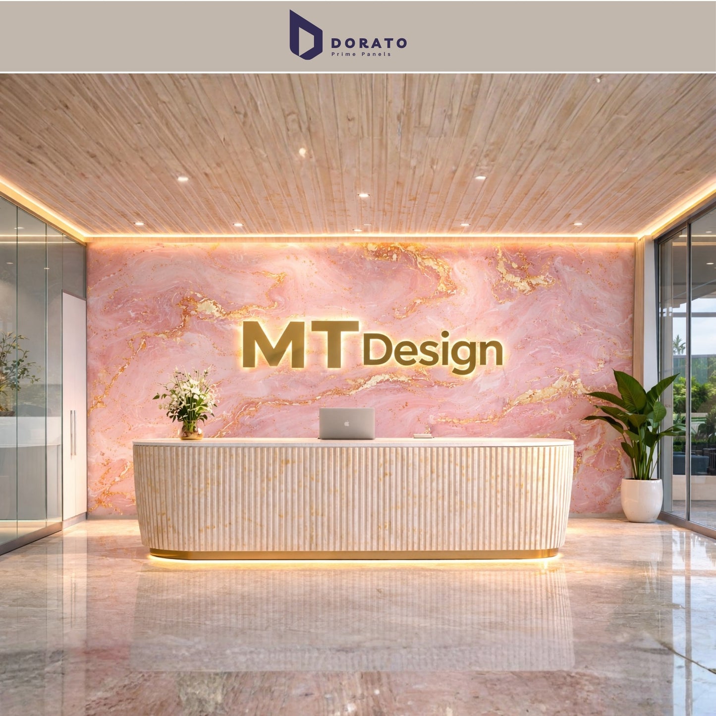 uv 30 Dorato DMD Marble Sheet No. 30 – Pink & Gold Marble Design Wall Panel (4ft x 8ft | 3mm | Waterproof PVC Sheet)