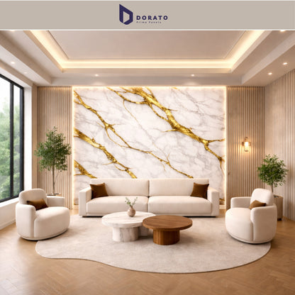 Uv 7030 Dorato UV Marble Sheet – Model 7030 P | Premium PVC Wall Panel (4ft x 8ft | 3mm Thickness | Waterproof Decorative Wall Sheet)