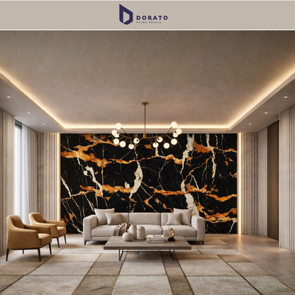 UV 9002 Dorato UV Marble Sheet – Model 9002 | Premium Black & Gold Marble Finish Wall Panel (4ft x 8ft, 3mm)