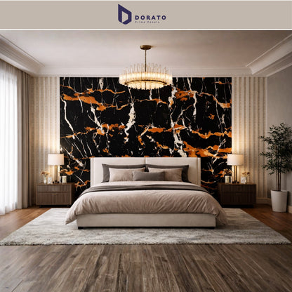 UV 9002 Dorato UV Marble Sheet – Model 9002 | Premium Black & Gold Marble Finish Wall Panel (4ft x 8ft, 3mm)