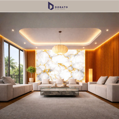 UV 55 Dorato DMD Marble Sheet – Model DMD 55 | 4ft x 8ft Waterproof Decorative Wall Panel (3mm)
