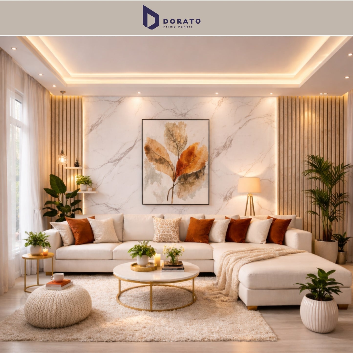 UV A20 Dorato SPC Marble Sheet A20 – 4x8 Feet Waterproof Decorative Wall Panel (3mm Thickness)