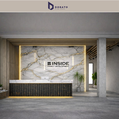 uv 2209 Dorato DMD Marble Sheet IMP 2209 – Premium White & Gold Marble Finish PVC Wall Panel (4ft x 8ft | 3mm)