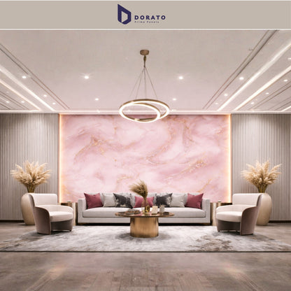 uv 30 Dorato DMD Marble Sheet No. 30 – Pink & Gold Marble Design Wall Panel (4ft x 8ft | 3mm | Waterproof PVC Sheet)