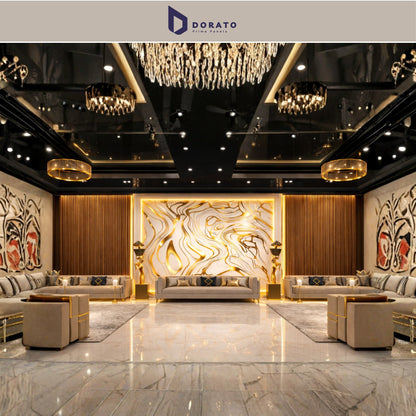 UV 38 Dorato DMD Marble Sheet – Model DMD 38 | Premium Gold Abstract Wall Panel (4ft x 8ft, 3mm Thickness, Waterproof)