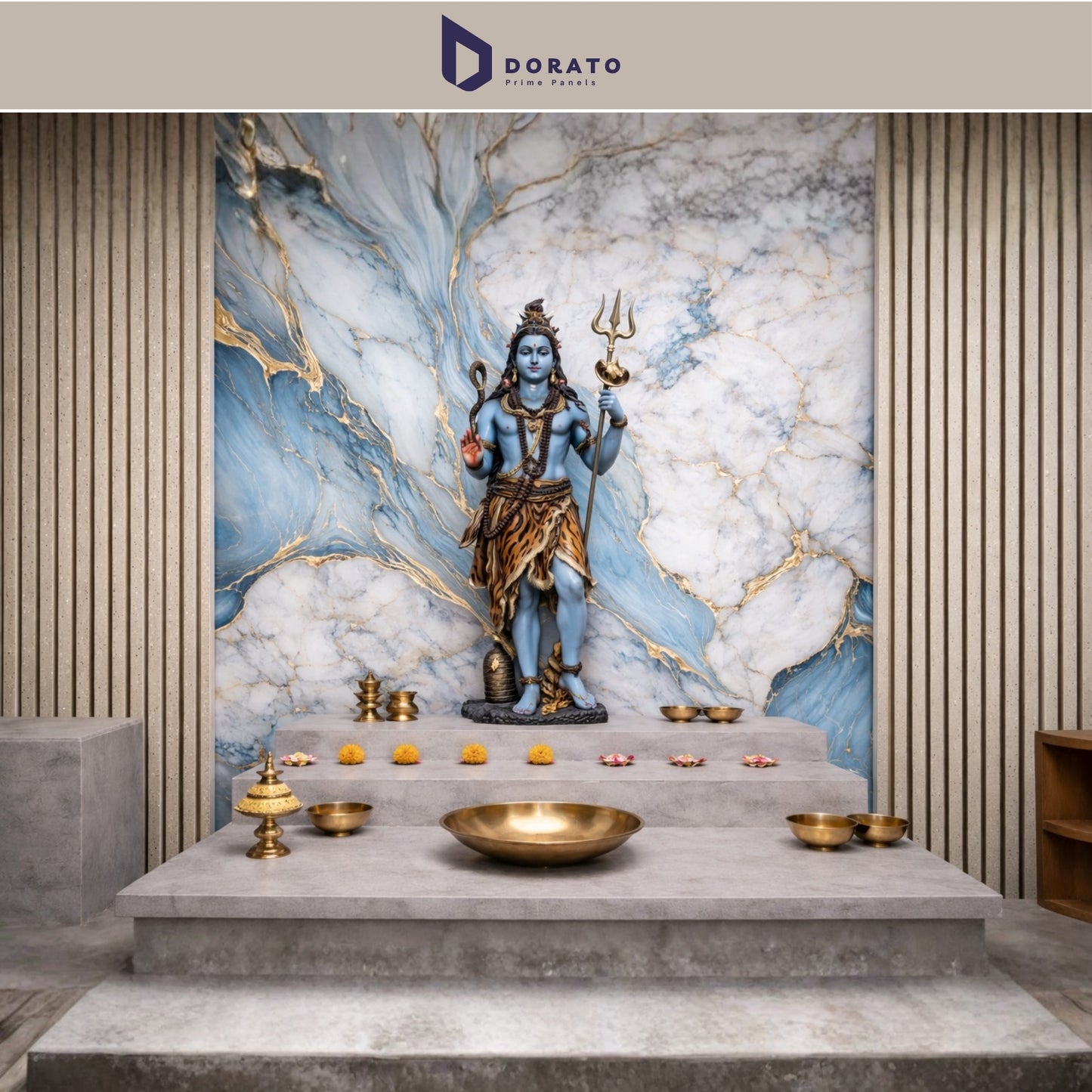 UV 66 Dorato DMD Marble Sheet No. 66 – Premium Blue & White Marble Finish Wall Panel (4ft x 8ft, 3mm, Waterproof)