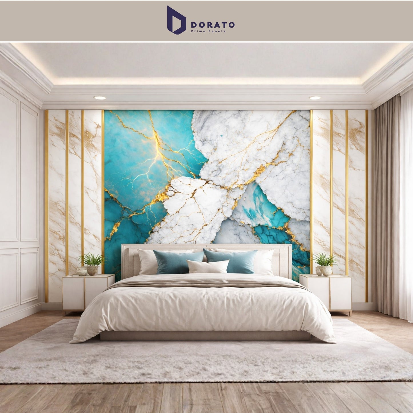 UV 77 Dorato DMD Marble Sheet – Model DMD 77 | Premium Waterproof PVC Wall Panel (8 Ft x 4 Ft | 3mm Thickness)