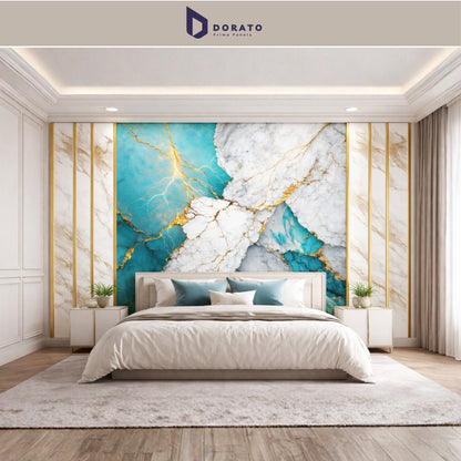 UV 77 Dorato DMD Marble Sheet – Model DMD 77 | Premium Waterproof PVC Wall Panel (8 Ft x 4 Ft | 3mm Thickness)