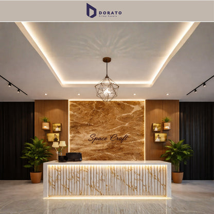 Uv 9045 Dorato UV Marble Sheet – Model 9045 | 4ft x 8ft Waterproof PVC Wall Panel | 3mm Thick Decorative Marble Finish
