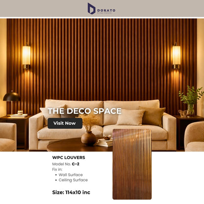 WPC C2 Dorato Premium WPC Louvers Wall Panel – Model C-2 | 9.5 ft x 6 inch | Waterproof & Heat Resistant Decorative Wall Panel