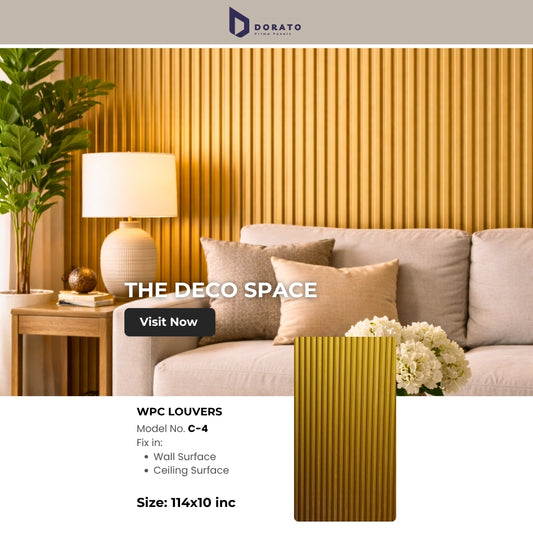 Dorato Premium WPC Louvers Wall Panel – Model C-4 | Waterproof Wood Finish Interior Panel (9.5 Ft x 6 Inch)